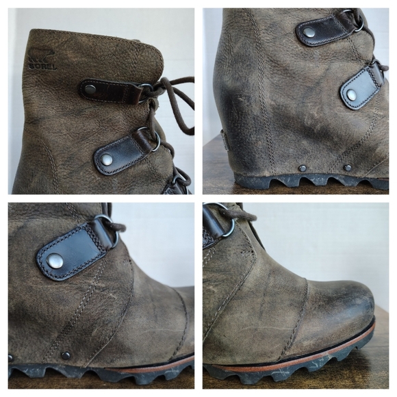 Sorel Joan of Arctic Brown Wedge Boot Lace Up Size 10 - Picture 3 of 16